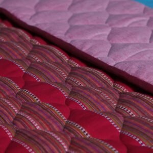 Bed Quilt - Red quilt with blue pattern