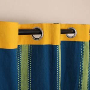 Striped Window Curtain - Blue and Green